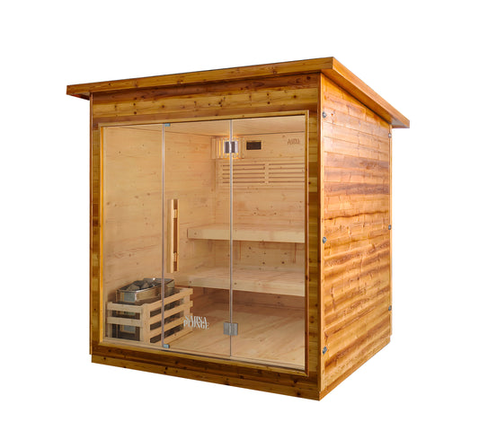 Angled exterior view of The Bronte showing its traditional outdoor cabin design-Verdant Lounge