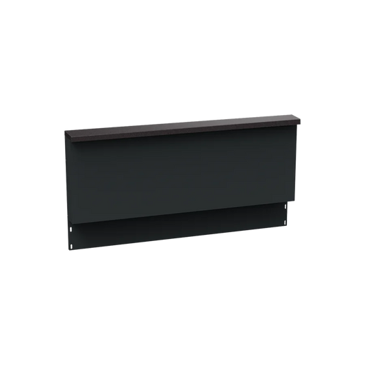 Verdant Lounge 100cm outdoor kitchen back wall with powder-coated galvanised steel frame and Neolith sintered stone panel in Barro Satin or Nero Riverwashed.