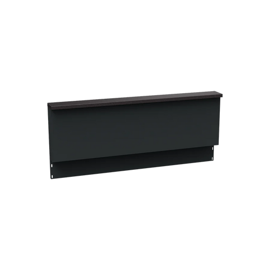 Verdant Lounge 120cm outdoor kitchen back wall with powder-coated galvanised steel frame and Neolith sintered stone panel in Barro Satin or Nero Riverwashed.