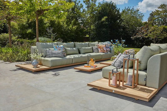 Aspen Lounge Collection luxury modular outdoor sofa with deep upholstered cushions