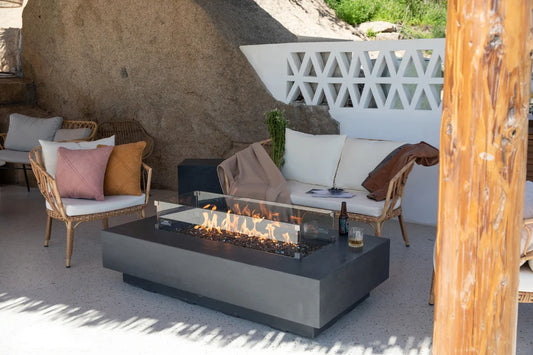 Positano outdoor gas fire table with integrated flame